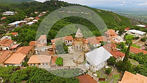 Wonderful panoramic view of Sighnaghi town with old church of St George, travel