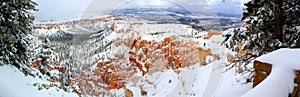 Wonderful Panoramic view: Superb view of Bryce Canyon National Park in Winter / Utah / USA