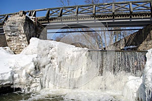 Wonderful river waterfall frozen ice water