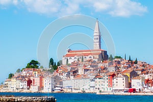 Wonderful romantic old town at Adriatic sea at magical summer day. Rovinj. Istria. Croatia. Europe