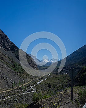 Wonderful route in the Cajon del Maipo, Maipo valley, in the Andes Mountains Chile photo