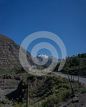 Wonderful route in the Cajon del Maipo, Maipo valley, in the Andes Mountains Chile photo