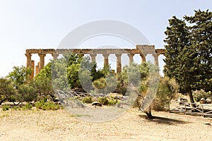 Wonderful Sceneries of The Temple of Juno Tempio di Giunone In Valley of Temples, Agrigento, Italy. photo