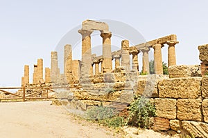 Wonderful Sceneries of The Temple of Juno Tempio di Giunone In Valley of Temples, Agrigento, Italy. photo