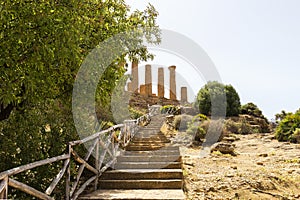 Wonderful Sceneries of The Temple of Juno Tempio di Giunone In Valley of Temples, Agrigento, Italy. photo