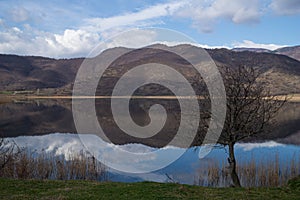 Wonderful scenery by the lake Zazari, Florina, Greece