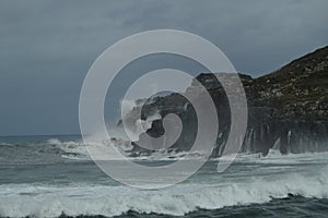 Wonderful Snapshots Taken In The Port Of Lekeitio Of Huracan Hugo Breaking Its Waves Against The Port And The Rocks Of The Place. photo