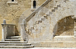 Wonderful stone staircase in the courtyard of the Swabian castle photo