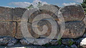 A wonderful stone wall made with large pieces of stone  in Alacahoyuk archaeological site, Corum, Turkey