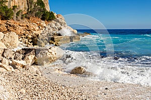 Wonderful stony beach, Sardinia, Italy