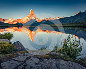 Wonderful summer scene of Stellisee lake.