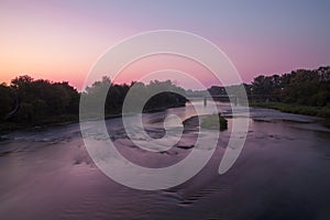 Wonderful sunrise above the river