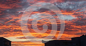 Wonderful sunrise colorful sky with clouds in twilight with dramatic light background.