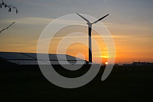 A wonderful sunrise over  windmills