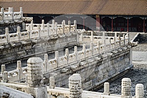 Wonderful terraces and marble stairs in the Forbidden City in Beijing, China