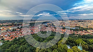 Wonderful timelapse View To The City Of Prague From Petrin Observation Tower In Czech Republic