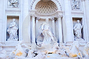Wonderful Trevi fountain sculpture in Rome, Italy.