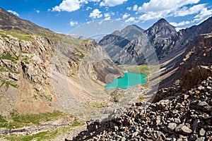 Wonderful turquoise mountain lake, Kyrgyzstan
