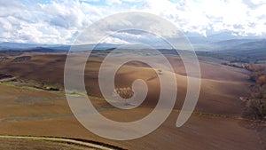 Wonderful Tuscan fields in autumn - beautiful Tuscany Italy