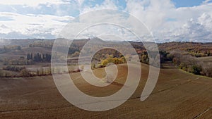 Wonderful Tuscan fields in autumn - beautiful Tuscany Italy