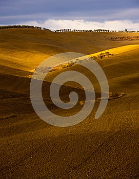 Wonderful Tuscan fields in autumn - beautiful Tuscany Italy