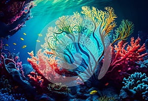 Wonderful underwater world with beautiful corals and algae.