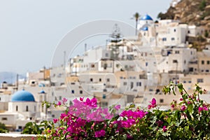 Wonderful view of City buildings in Ios Island, Greece