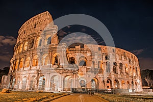 Wonderful view of Colosseum in all its magnificience - Autumn sunset in Rome - Italy.