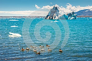 Wonderful view of Glacier Lagoon, Jokulsarlon, on South Iceland