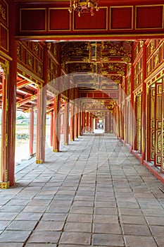 Wonderful view of the Meridian Gate to the Imperial City with the Purple Forbidden City within the Citadel in Hue, Vietnam