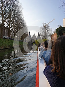 A wonderful view on a morning Gent, Belgium from a canal