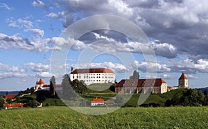 Wonderful view of Ptuj castle ccomplex from Panorama hill