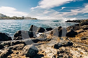 Wonderful view on rocky coastline of Costa Adeje resort, Tenerife