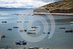 Wonderful view of Titicaca Lake in Copacabana Boliviano photo