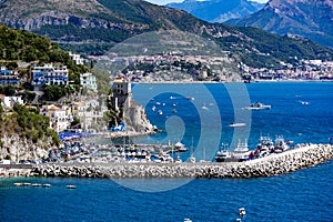 The wonderful village of Cetara on the Amalfi coast surrounded by a beautiful landscape