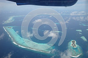 Wonderful waterplane view to Maldivian atoll