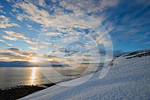 Wonderful winter sunrise in Iceland