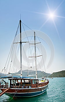 Wonderful yachts in the bay. Turkey. Kekova. photo