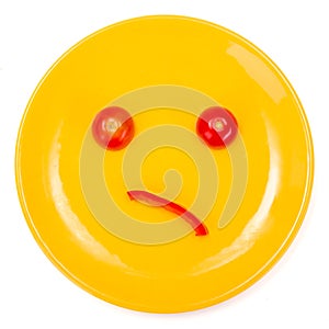 Wondering smiley face made on plate