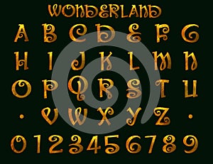 Wonderland victorian brass alphabet  3D Illustration