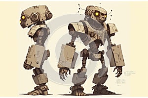 Wondrous futuristic sci-fi humanoid robot in battle suit character design.