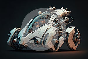 Wondrous futuristic small sci-fi space racer with engine for space racing.