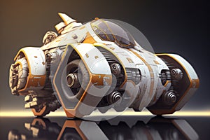 Wondrous futuristic small sci-fi space racer with engine for space racing.