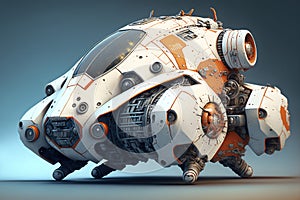 Wondrous futuristic small sci-fi space racer with engine for space racing.