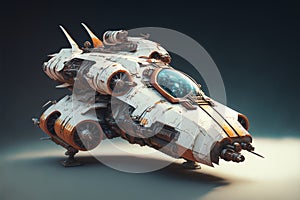 Wondrous futuristic small sci-fi space racer with engine for space racing.