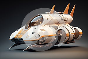 Wondrous futuristic small sci-fi space racer with engine for space racing.