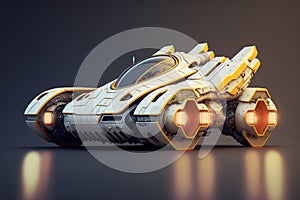 Wondrous futuristic small sci-fi space racer with engine for space racing.