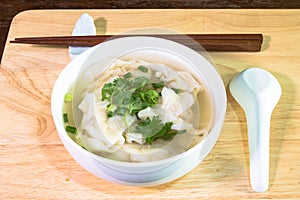 Wonton shrimp dumpling in clear soup