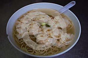 Wonton, Wantan, Wuntun noodle soup in Macau, China photo