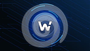 WOO Network coin banner. WOO coin cryptocurrency concept banner background photo